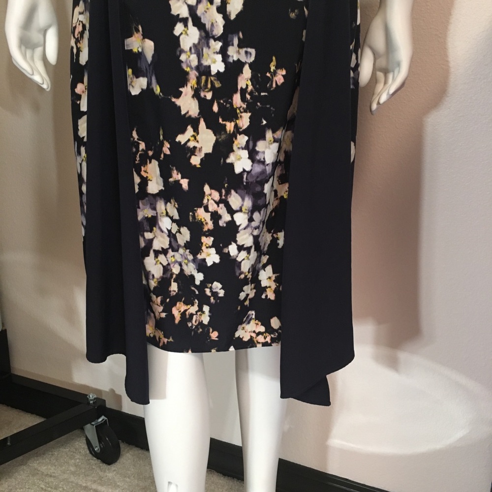 Vera Wang Handkerchief Navy Floral Dress - Picture 11 of 16